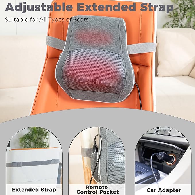 Brelley Shiatsu Neck and Back Massager with Heat, Deep Tissue Kneading Massage Pillow, Electric Massagers with Bi-Directional Rotating Head for Neck, Back, Shoulders, and Legs - Bloomnest