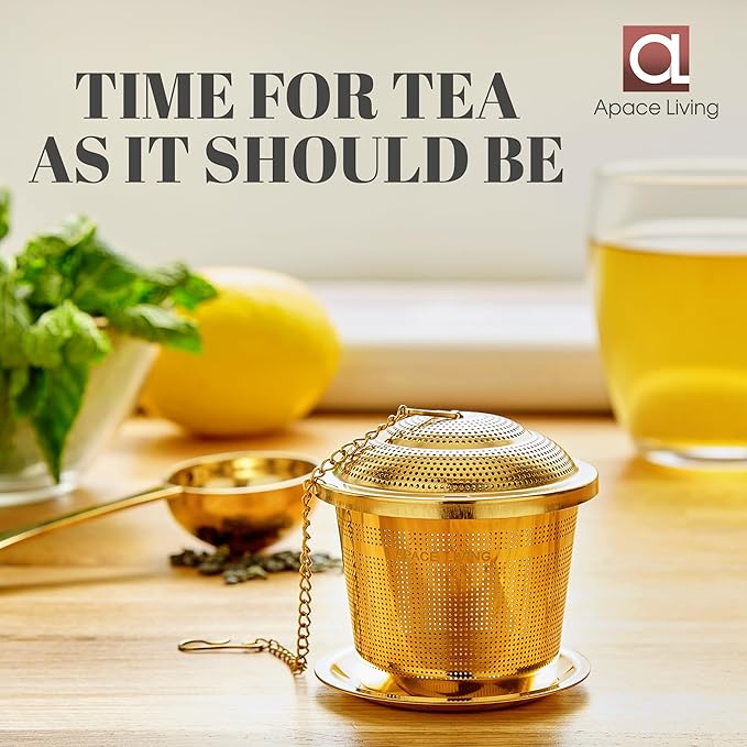 Tea Infuser (Set of 2) with Tea Scoop and Drip Dray - Ultra Fine Tea Strainer for Loose Leaf Tea - Stainless Steel Tea Steeper for a Superior Brewing Experience - Bloomnest