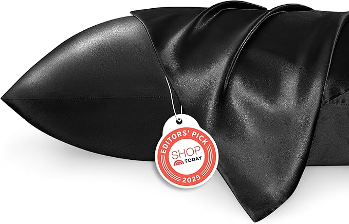 Bedsure King Size Satin Pillowcase Set of 2 - Black Silky Pillow Cases for Hair and Skin with Envelope Closure, Similar to Silk Pillow Cases, Gifts for Women Men, 20x36 Inches, 2pcs - Bloomnest