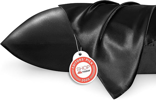 Bedsure King Size Satin Pillowcase Set of 2 - Black Silky Pillow Cases for Hair and Skin with Envelope Closure, Similar to Silk Pillow Cases, Gifts for Women Men, 20x36 Inches, 2pcs - Bloomnest
