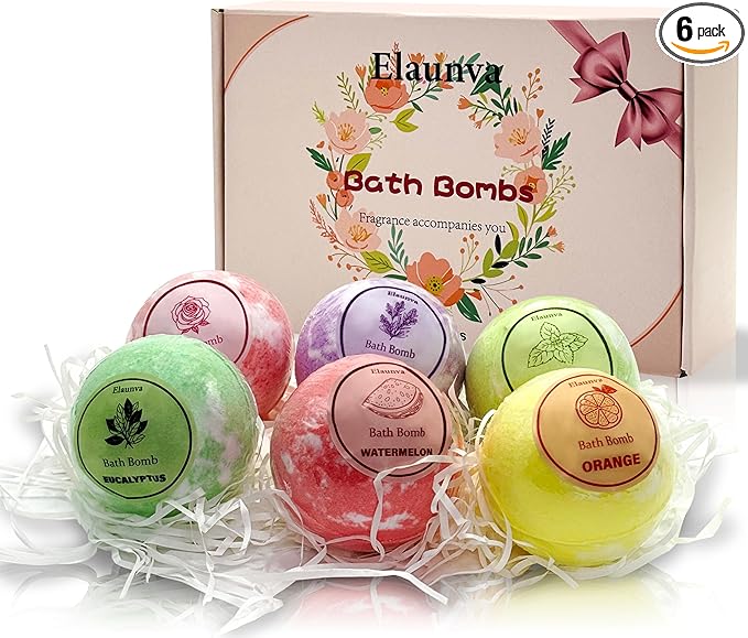 Bath Bombs Set,100g*6pcs with Lavender/Peppermint/Orange/Eucalyptus/Rose/Watermelon,Perfect for Bubble Spa,Handmade Birthday Gifts Sets for Her/Him/Wife/Girlfriend,for Christmas (PINK-6PCS) - Bloomnest