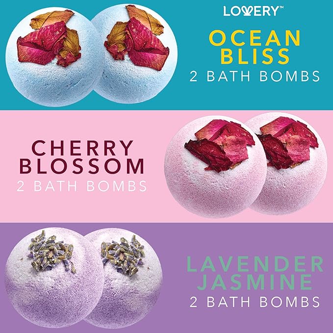 Bath Bomb Self Care Gifts for Women, White Elephant Gifts for Adults,10 Oversized Two Tone Bath Fizzies with Shea & Coco Butter Dry Flower Petals, Rich, Spa Bath Set in Cute Tub - Bloomnest