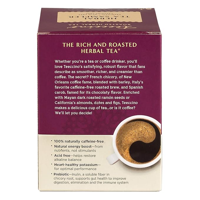 Teeccino Herbal Tea Sampler Assortment - 12 Tea Bags - Maca Chocolaté, French Roast, Hazelnut, Vanilla Nut - Roasted Caffeine Free Herbal Tea, Prebiotic for Natural Energy - Bloomnest