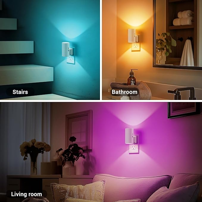 JandCase Color Night Light, LED Night Lights Plug into Wall, Color Changing Nightlight RGB with Light Sensor,Kids Gifts, Halloween, Christmas, Holiday, Hallway Bedroom Kids Room, 2 Pack - Bloomnest