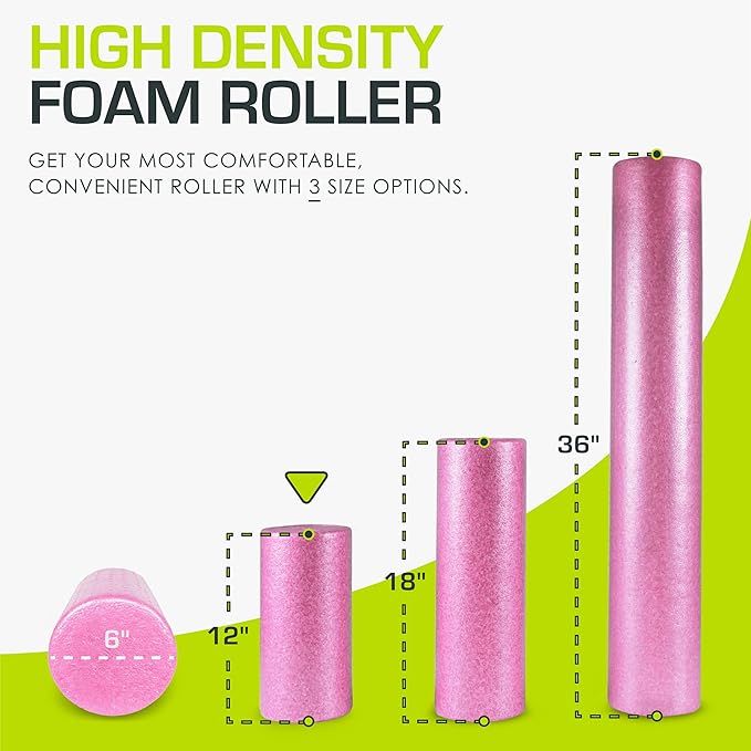 ProsourceFit High Density Foam Rollers 12 - inches Long, Firm Full Body Athletic Massage Tool for Back Stretching, Yoga, Pilates, Post Workout Muscle Recuperation, Black/Blue - Bloomnest