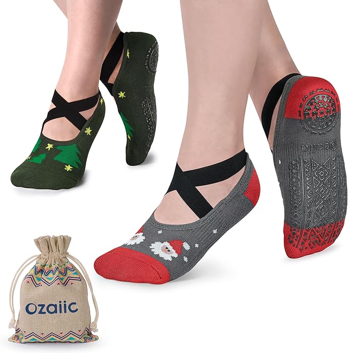Ozaiic Pilates Socks for Women Non Slip Grip, Yoga Socks with Grippers for Barre, Hospital, Ballet, Dance, Barefoot Workout - Bloomnest