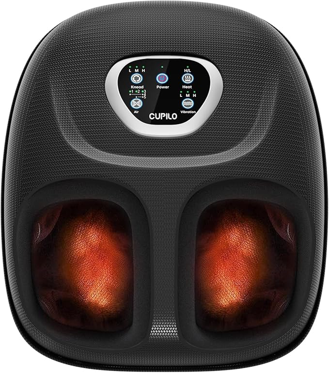 Foot Massager FSA Eligible HSA, Feet Massager with Heat for Plantar Fasciitis Relief, 5 Levels Compression & Vibration Massage for Neuropathy, Christmas Gifts for Women Men, Fits Up to 13"