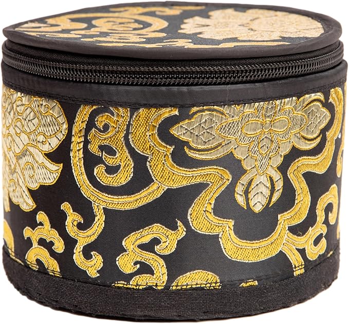 Tibetan Singing Bowl Set - 4" Easy To Play Authentic Handmade For Meditation Sound 7 Chakra Healing By HIMALAYAN BAZAAR (Black with Box, 4") - Bloomnest