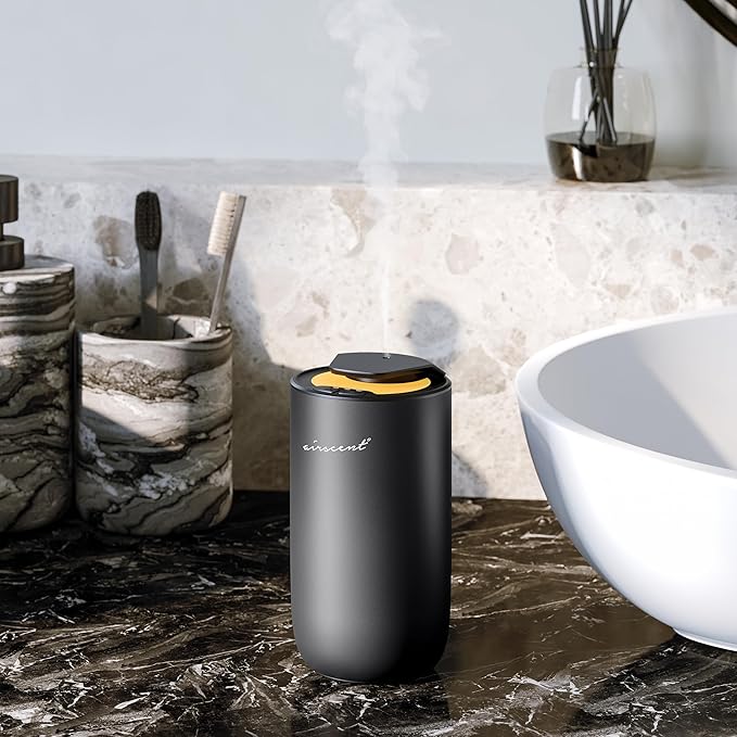 The AirScent Mini Waterless Diffuser for for Homes, Offices, Spas and Hotels - Titanium Black Finish - Fragrance Oil Aromatherapy Diffuser for Aesthetic Scenting -15 mL Capacity - Night Light Feature - Bloomnest