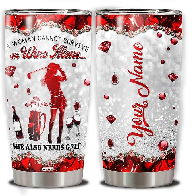 WAZONE Personalized Golf Player Tumbler 20oz 30oz Stainless Steel Custom Name Vacuum Insulated Travel Coffee Mug Novelty Cup Thermos Sporty Themed Gift Birthday Christmas for Women Friends - Bloomnest
