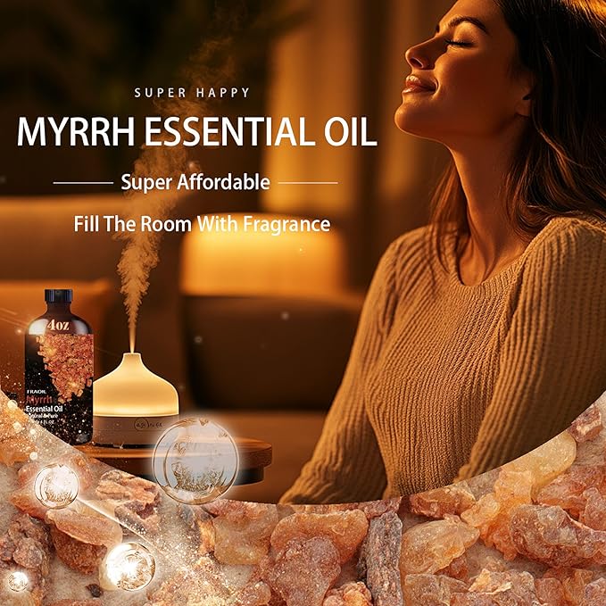 Myrrh Essential Oil, Myrrh Oil 4 Fl Oz 120ML for Diffuser Humidifier Yoga Cleaning DIY Candle Soap Making Perfume Gift for Women Essential Oils - Bloomnest