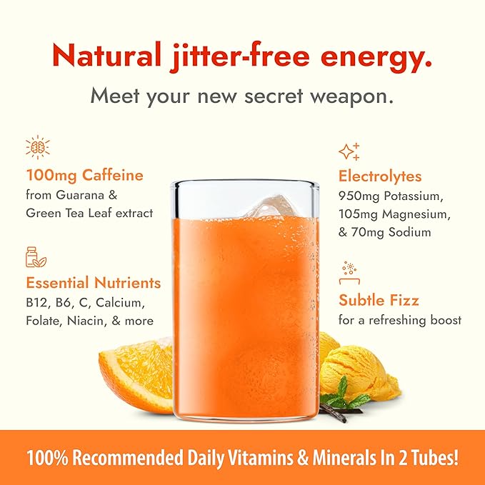 Zipfizz Daily Energy Drink Powder, Orange Cream, 20 Pack | 3-in-1 Sustained Energy, Rapid Hydration, and Essential Vitamins | Sugar-Free | Electrolyte Powder | Contains Vitamin B-12 & Antioxidants - Bloomnest