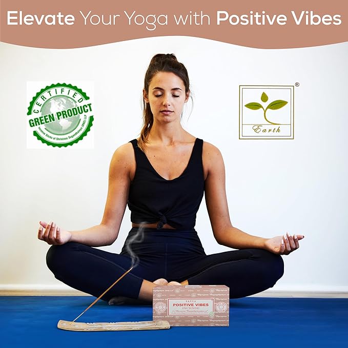 Satya Positive Vibes Incense Sticks, Satya Bng (Bangalore) Insenses 15gmx12 Pack with Raajsee Incense Holder Bundle, Satya Nagchampa Natural Incense - Bloomnest