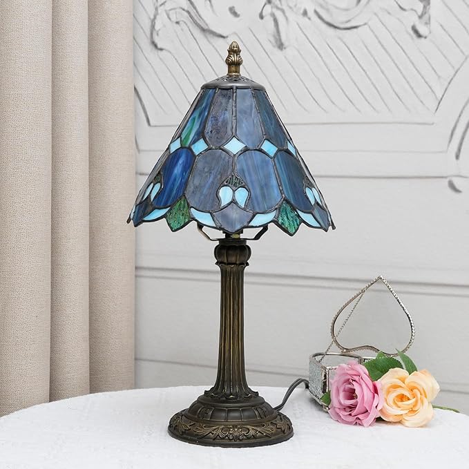 Tiffany Lamp Bedside Table Lamp-Nightstand,Stained Glass Lamp for Bedroom Dorm Living Kitchen, Aesthetic Cute Home Decor Gift (OFU1158) - Bloomnest