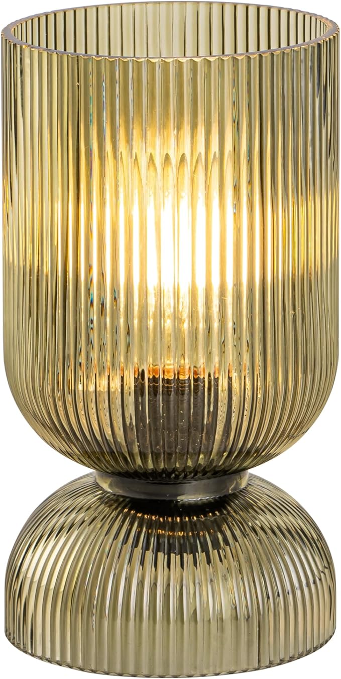Modern Table Lamp,Glass Mid Century Lamp with Green Glass Shade, Bedside Lamp with On/Off Switch, Minimalist Nightstand Lamp for Bedroom, Living Room, Office (Bulb not Included) - Bloomnest