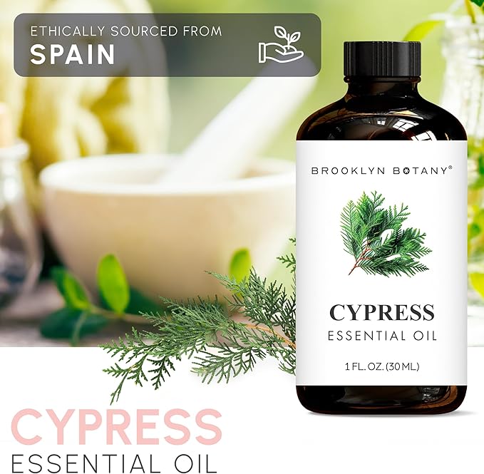 Brooklyn Botany Cypress Essential Oil - 100% Pure and Natural - Premium Grade Oil with Dropper - for Aromatherapy and Diffuser - 1 Fl Oz - Bloomnest