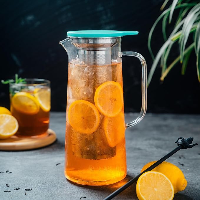 1.5L Fruit Infuser Water Pitcher-In Tea Infuser & Stainless Steel Candle Warmer Base - 500ml, Premium Gift Set for Tea Lovers, Perfect for Brewing and Keeping Tea Warm (1500ml) - Bloomnest