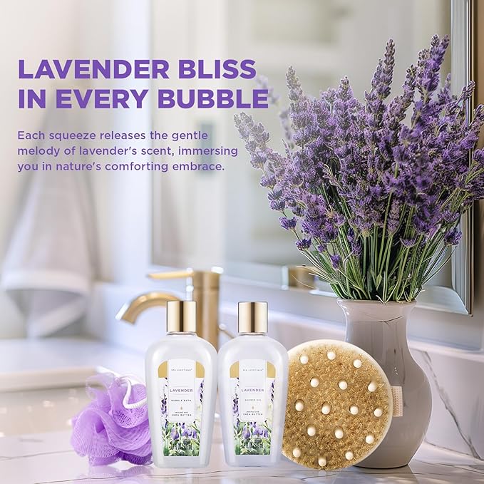 Spa Luxetique Gift Baskets for Women 15PCS Lavender Bath and Body Gifts Set Bath Sets for Her Skin Care Sets for Women Anniversary Valentine Gifts for Women Wife Girlfriend - Bloomnest