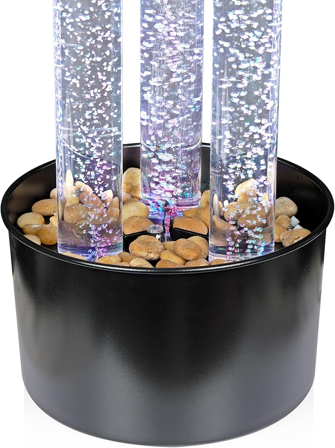 Alpine Corporation MLT166BK 54" 3 Tier Acrylic Bubble Fountain with Remote Control and 16-Color LED Lights, Decorative Water Feature for Indoor/Outdoor Us, Black - Bloomnest
