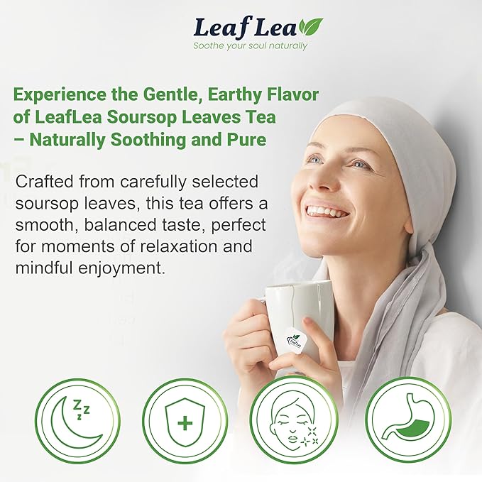 LeafLea 120 Soursop Tea Bags, from 100% Natural Pure Soursop Graviola Leaves, Improve Digestion, Support Healthy Skin & Sleep, Herbal Tea Caffeine-free, Hojas De Guanabana Tea, Non-GMO, Pack of 3 - Bloomnest