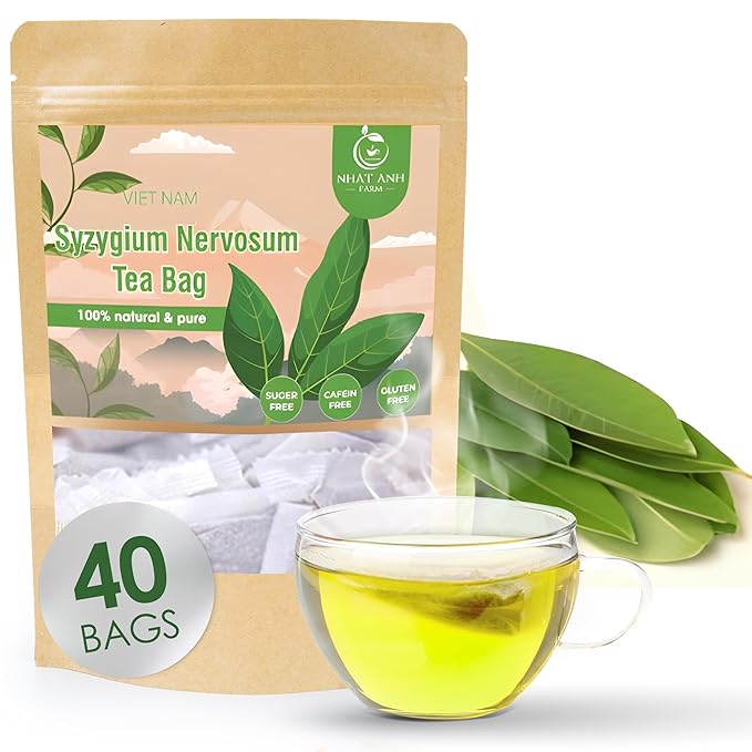 NHAT ANH FARM - Premium Syzygium Nervosum Tea Bags, 40 Syzygium Nervosum Tea Bags, 100% Natural Dried Syzygium Nervosum Leaves, Naturally Sweet Herbal Tea, Sugar-Free, Caffeine-Free, No Additives. - Bloomnest