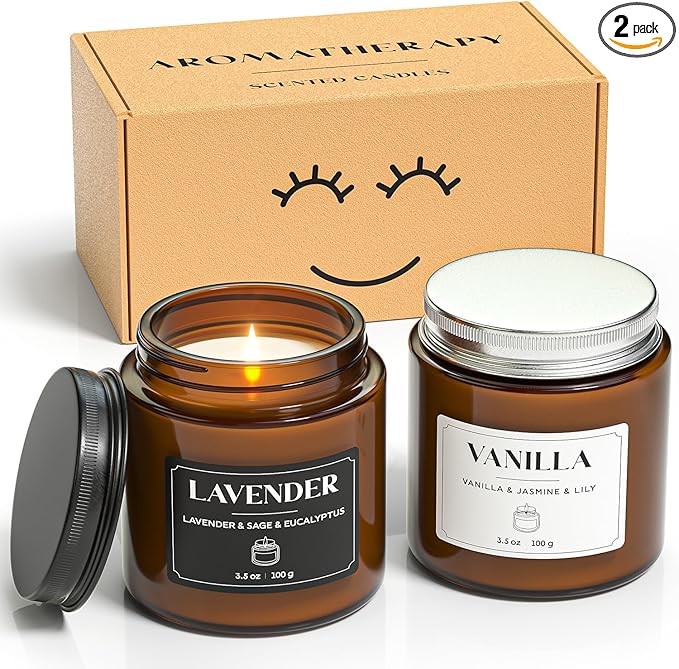 NORVENCE Scented Candles Gift Set, Stress Relief Candles for Home, Premium Soy Candle Set, Candles for Women and Men, Birthday & Christmas Gifts (Black & White, 7 oz) - Bloomnest