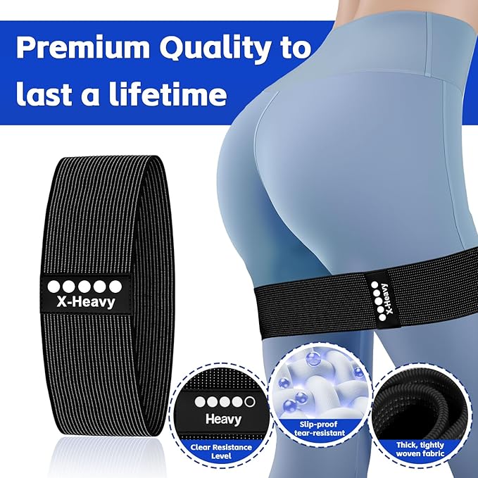Resistance Bands for Working Out - Exercise Bands Set with Workout Guide - Fabric Elastic Bands for Physical Therapy - Fitness Bands Ideal for Legs Hip Glute - Bloomnest