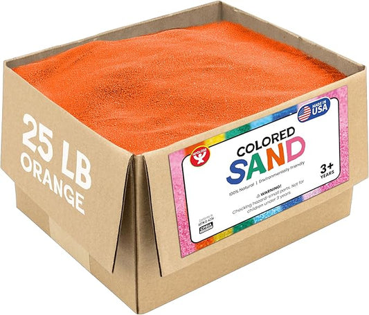 Hygloss Colored Sand for Crafts – 25 lb, Orange – Vibrant Colorful Fine Sensory Play Sand Art Kits for Kids – Classroom Activities for Children 3 4 5 6 7 8 9 10 11 12 – Safe for Ages 3+ - Bloomnest
