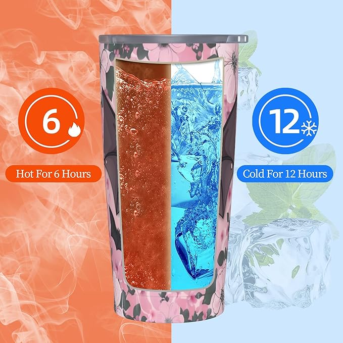Bat Tumbler with Lid and Straw 20 oz Stainless Steel Cup Insulated Tumbler Coffee Mug for Home Office or Car Christmas Birthday Gifts - Bloomnest