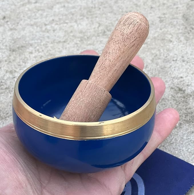 DharmaObjects Tibetan Third Eye Chakra Premium Palm Size Singing Bowl Gift Box Set - Bloomnest