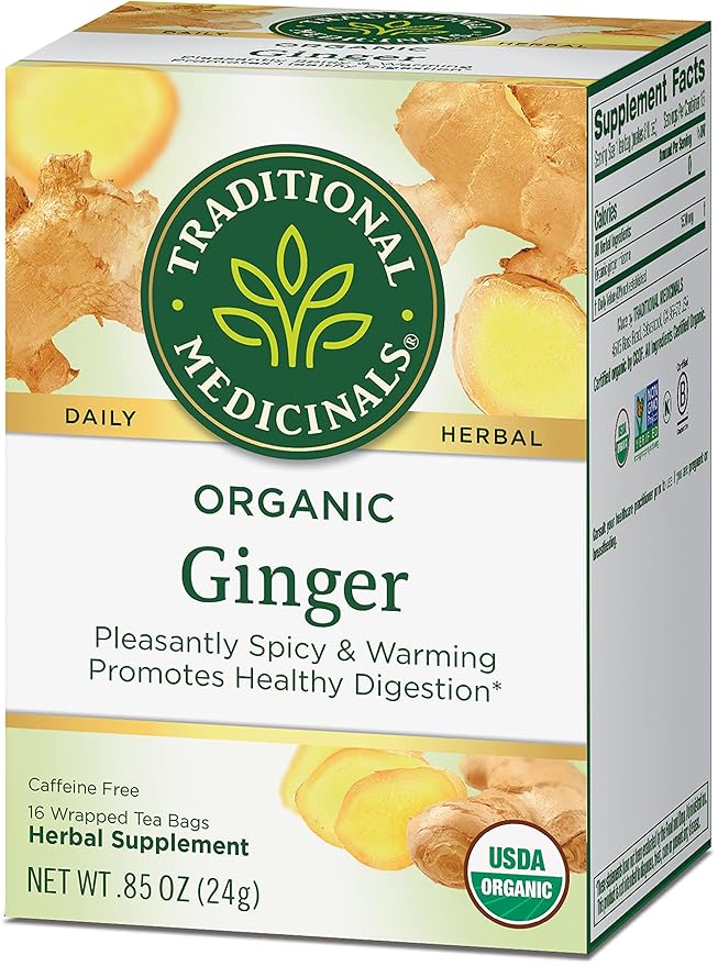 Traditional Medicinals Organic Ginger Herbal Tea, Promotes Healthy Digestion, (Pack of 2) - 16 Tea Bags - Bloomnest