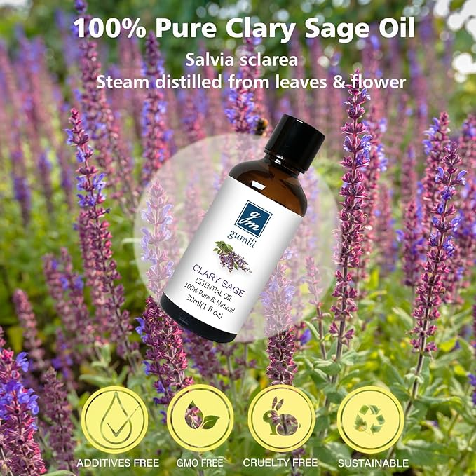 Clary Sage Essential Oil 1 oz-100% Pure & Undiluted Clary Sage Oil for Diffuser, Skin, Massage, DIY - Bloomnest