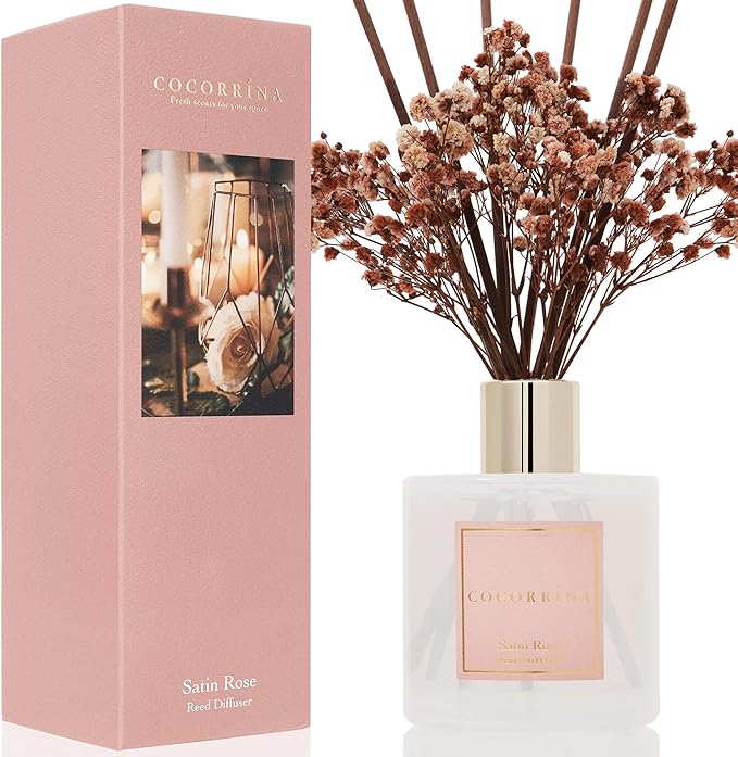 Cocorrína Reed Diffuser Sets- Satin Rose Scented Diffuser with Sticks Home Fragrance Reed Diffuser for Bathroom Shelf Decor - Bloomnest