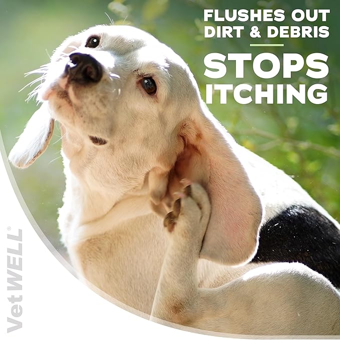 VetWELL Ear Cleaner for Dogs and Cats - Otic Rinse for Infections and Controlling Ear Infections and Odor in Pets - 8 oz (Sweet Pea Vanilla) - Bloomnest
