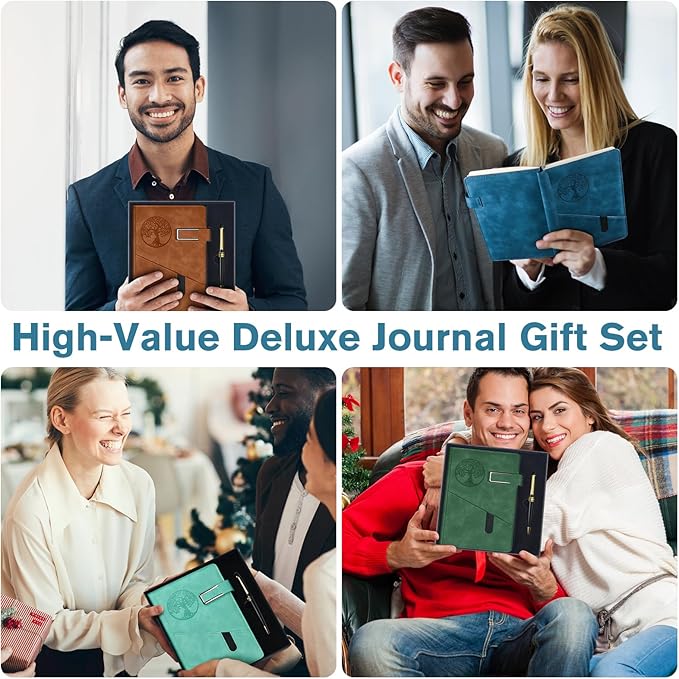 Lined Notebook Journal for Men Women, 365 Pages Numbered College Ruled Notebook, Hardcover Leather Journal with Pen & Gift Box, Thick Daily Diary, Professional Notebooks for Work, School, Business, A5 - Bloomnest