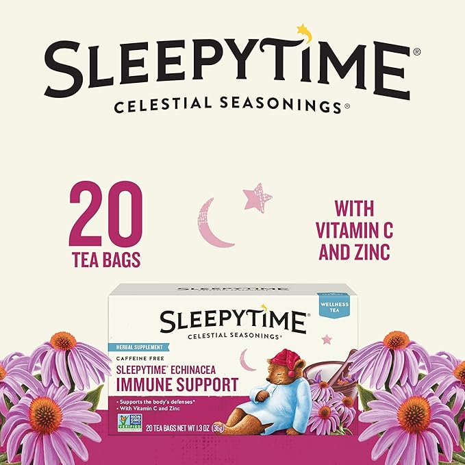 Celestial Seasonings Sleepytime Wellness Echinacea Immune Boost, Caffeine Free, 20 Tea Bags Box - Bloomnest