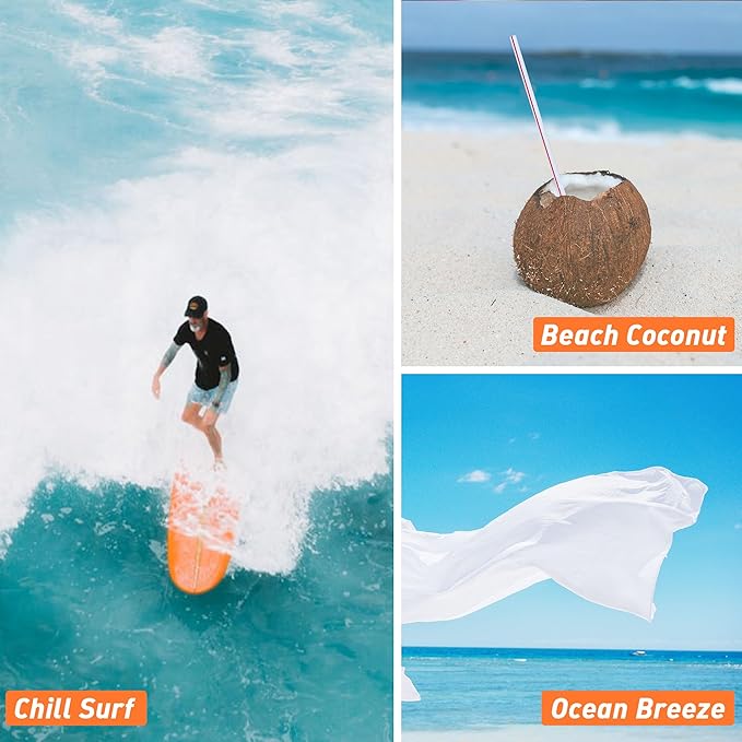 Hawaii Fragrance Oil, ESSLUX 6x10ml Essential Scented Oils Set, Candle Making Scents, Soap Making, Laundry, Diffuser Oil Fresh Scents for Spring Summer, Ocean Breeze, Beach Coconut - Bloomnest