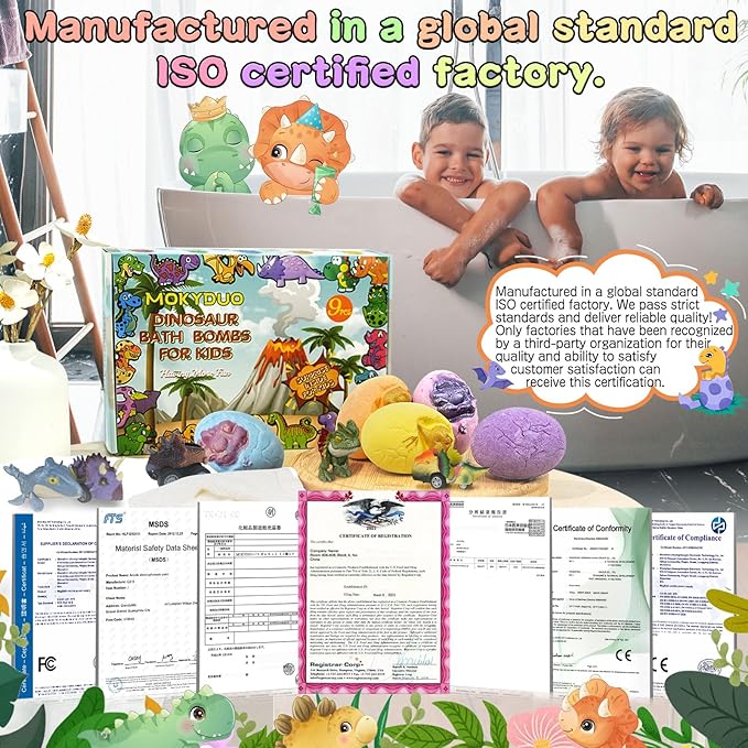 Dinosaur Bath Bomb Set for Kids – 9 Handmade Fizzing Bombs with Surprise Toys + 3 Bonus Toys, Gift Set for Birthday Party, Christmas, Children's Day, Unique Gift Ideas for Boys & Girls - Bloomnest