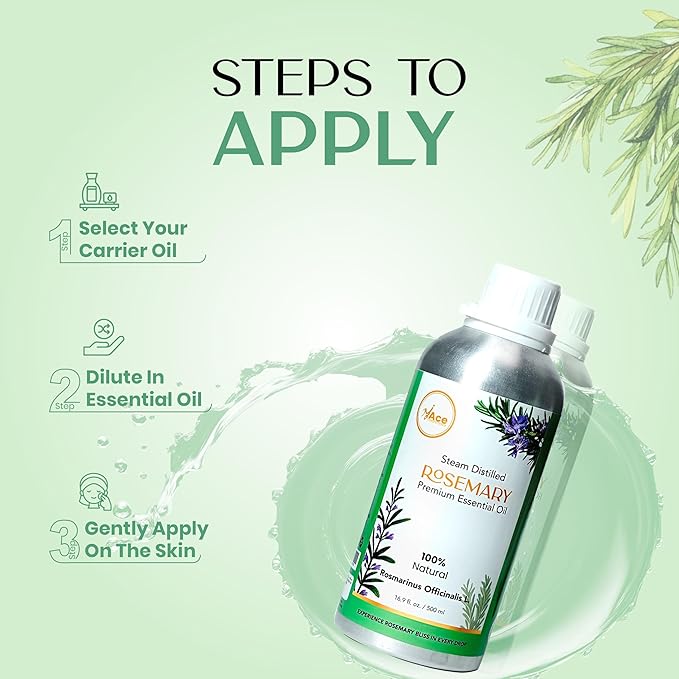 My Ace Rosemary Essential Oil | Pure, Natural & Premium Grade with Dropper | for Scalp Care, Diffuser, Skin, Aromatherapy, Massage & Bath Use | 16 fl oz MyAce