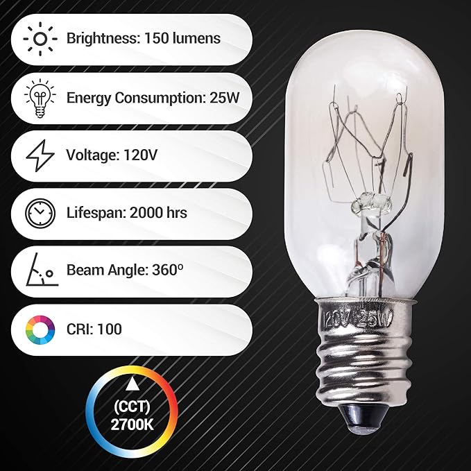 BlueStars E12 T20 25W Incandescent Bulbs Salt Lamp 120V 2700K Warm White Light 150lm for Himalayan Salt Lamps & Baskets, Scentsy Plug-in & Wax Warmers, Night Lights - 8 Packs - Bloomnest