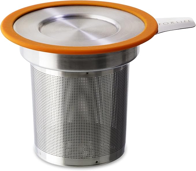 FORLIFE Brew-in-Mug Extra-Fine Tea Infuser with Lid, Orange - Bloomnest