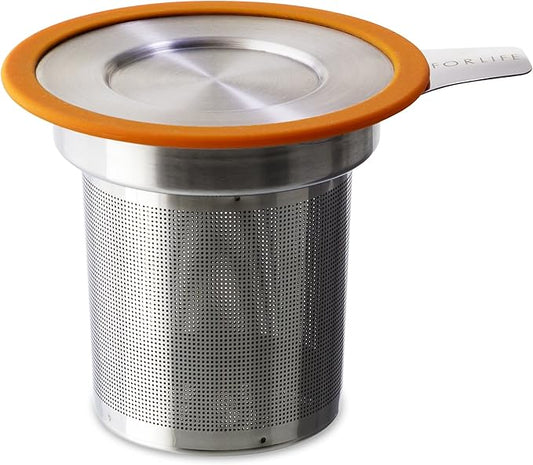 FORLIFE Brew-in-Mug Extra-Fine Tea Infuser with Lid, Orange