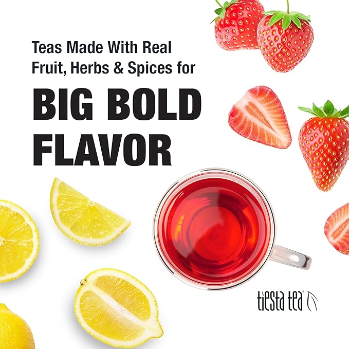 Tiesta Tea - Strawberry Lemonade, Loose Leaf, Strawberry Lemon Herbal Tea, Premium Non-Caffeinated Fruit Blend, Make Hot or Iced & Brews Up to 200 Cups, 16 Ounce Resealable Bulk Pouch - Bloomnest