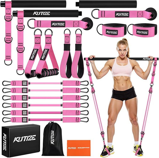 Pilates Bar Kit with Resistance Bands, Heavy Duty Pilates Equipment for Men, Strength Training Bar for Legs, Hip, Back, Arm, Abs, Chest, Shoulders, Portable Home Gym Full Body Workout Equipment - Bloomnest