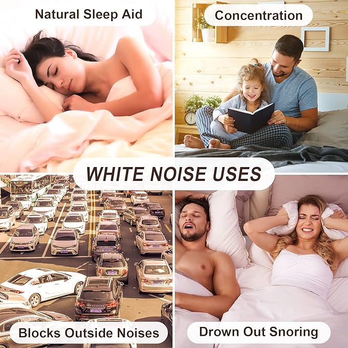 Housbay White Noise Machine with 31 High Fidelity Soothing Sounds, 5W High Power Loud Enough Speaker, Easy Volume Control, Sleep Timer, Sound Machine for Baby, Kids, Adults, Light Sleeper -Wood Grain - Bloomnest