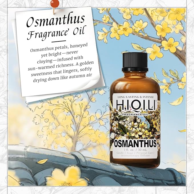 HIQILI Osmanthus Fragrance Oil, for Body Spray, Diffuser Use, Candle, Soap, and Women Perfume Making, Scented Essential Oil - 1 Fl Oz - Bloomnest