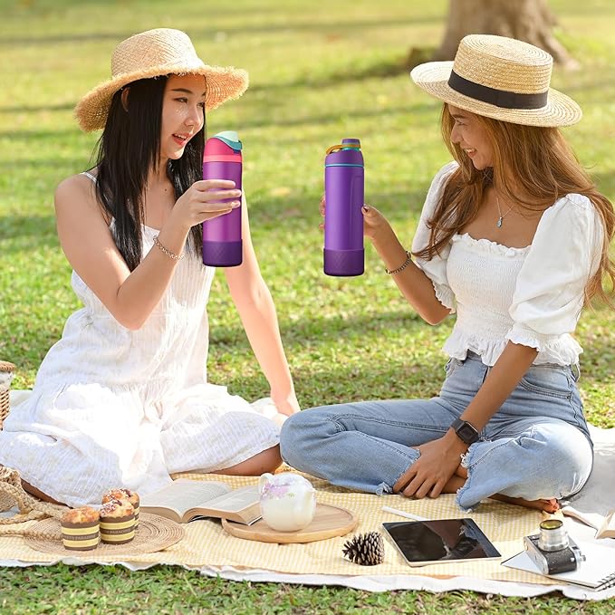 2PCS Silicone Water Bottle Boot for Owala 24oz 32oz 40oz, Anti-Slip Protective Sleeve Bottom Bumper Protector for FreeSip, Twist, and Flip Stainless Steel Water Bottles Alwenid