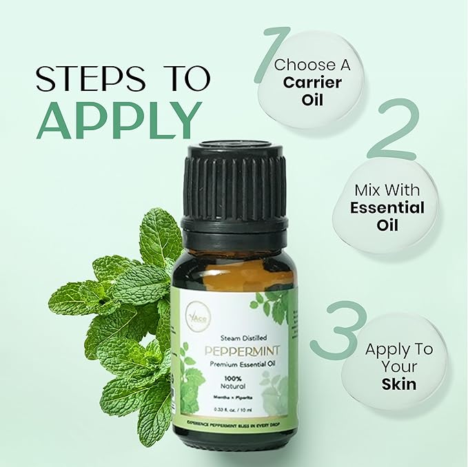 MyAce Peppermint Essential Oil 0.33 fl oz – 100% Pure & Steam Distilled Mentha Piperita – Undiluted, Natural Aromatherapy Oil for Diffuser, DIY Blends, Hair & Skin Care MyAce