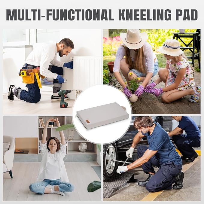 HappyPicnic Waterproof Garden Kneeling Pad - 2" Thick Soft Foam Kneeling Mat for Gardeners with Handle & Removable Cover, Knee Support for Bathing, Grey - Bloomnest