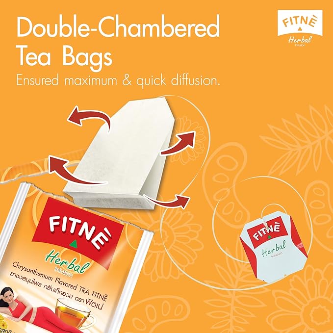 FITNÈ Chrysanthemum Herbal Tea Senna Infusion Smooth Mild Soothing Beverage Natural Gentle Detox Cleanse No Calories Caffeine Free, 60 Tea Bags - Bloomnest